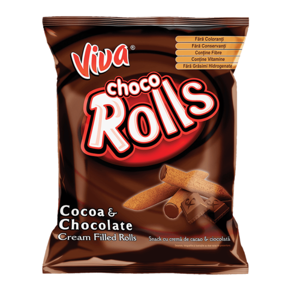 Choco Rolls Choco Rolls Viva, rulouri umplute cu cremă de cacao și ciocolată